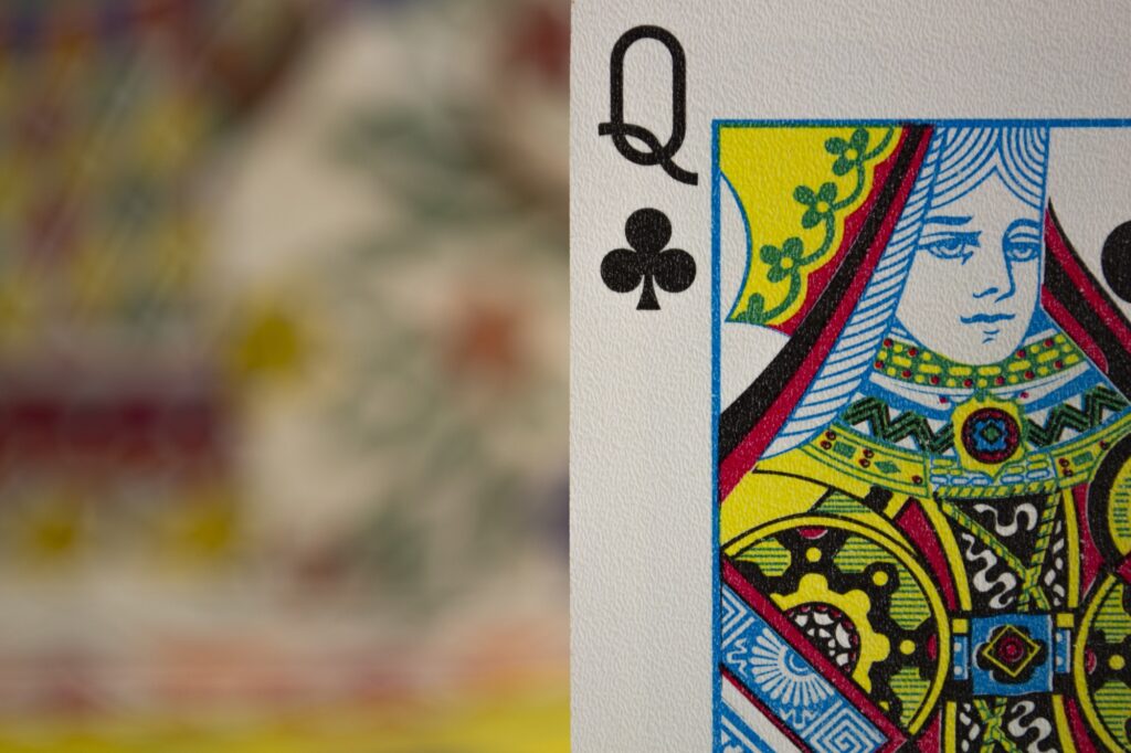 closeup shot of queen of spades playing card