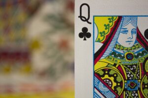 closeup shot of queen of spades playing card